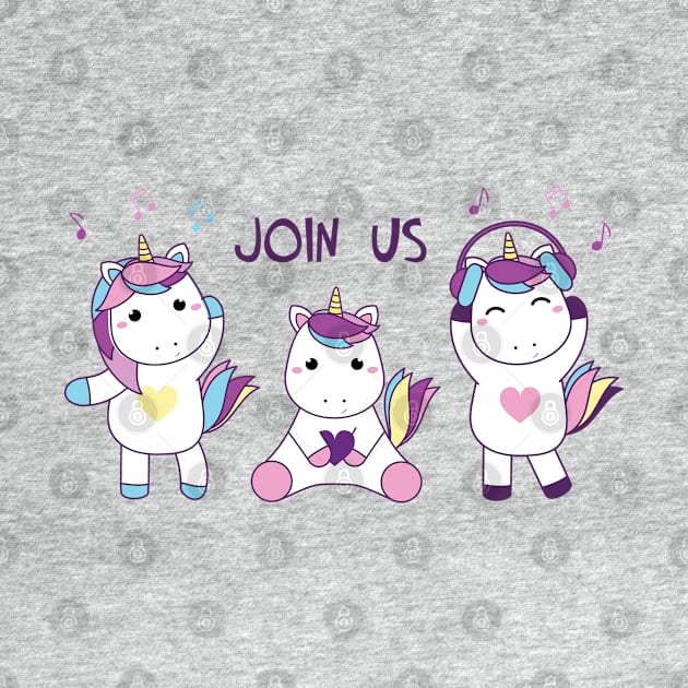 Join us - three baby unicorns by grafart